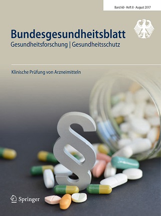 Titelbild Bundesgesundheitsblatt Band 60, Heft 8, Jahrgang 2017 (Quelle: © Springer-Verlag GmbH Deutschland, ein Teil von Springer Nature) Titelbild Bundesgesundheitsblatt Band 60, Heft 8, Jahrgang 2017