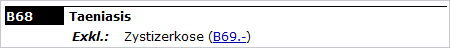 Screenshot: ICD-10-WHO Punkt-Strich-Notation in der Referenz eines Exklusivums