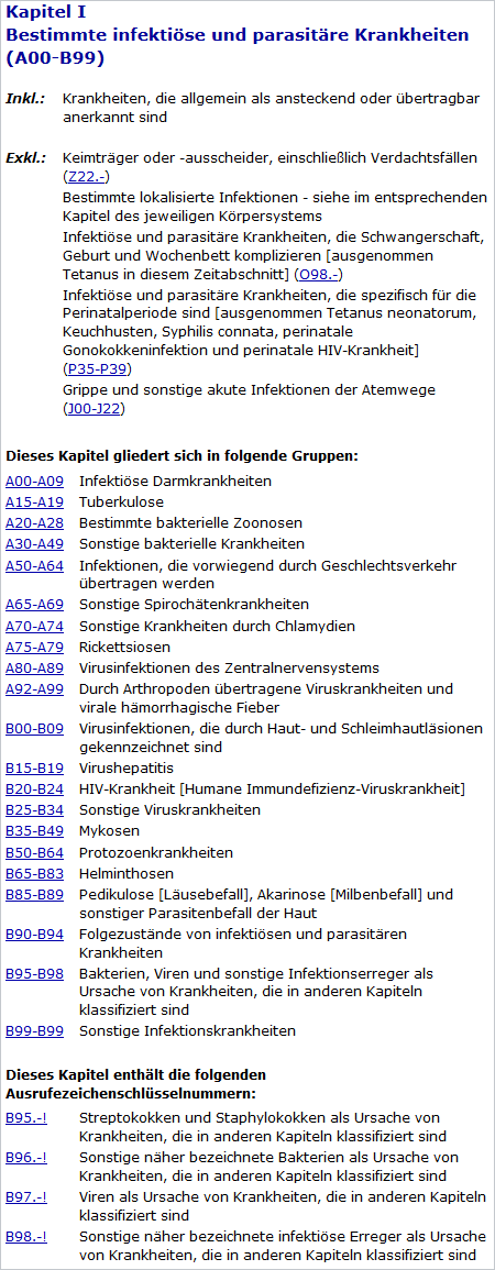Screenshot: ICD Kapitel 1 Vorspann (Source: BfArM) Screenshot: ICD Kapitel 1 Vorspann