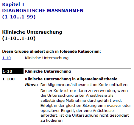 Screenshot: OPS Kapitel 1 Diagnostische Maßnahmen