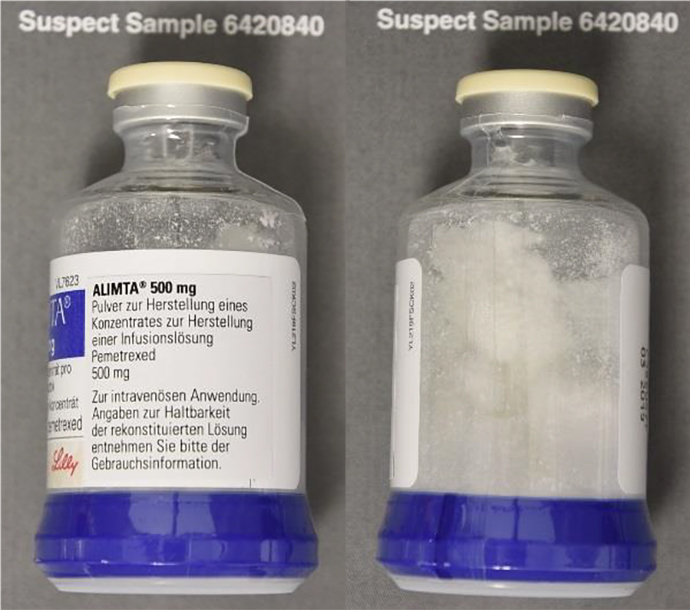 Alimta® suspect sample 6420840 (Bild hat eine Langbeschreibung)
